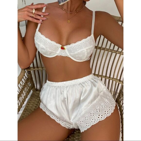 Femme Fatale Other - Sexy Eyelet Lingerie Set with Shorts